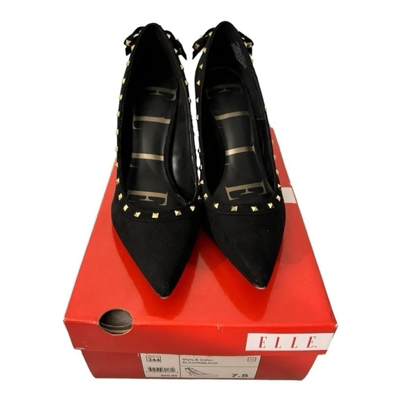 Elle Black Faux Suede Pumps - Picture 2 of 6